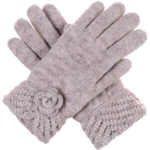 Women’s Winter Fashion Faux Fur Fleece Lined Knit Gloves Nature